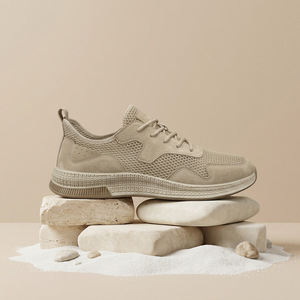 Baskets sportives en maille respirante à lacets, bout rond, semelle extérieure en caoutchouc, semelle intermédiaire en EVA, toutes saisons, couleur unie, chaussures pour hommes - Product Image 2