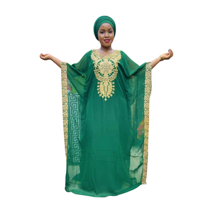 Thiết Kế Mới Hai Lớp Voan Tầng Chiều Dài Váy Phụ Nữ Phi Dresses Hồi Giáo Quần Áo Hijab Abaya Rhinestone Làm Vải - Product Image 1