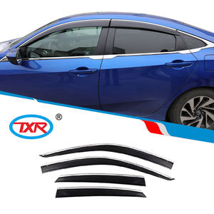 Déflecteurs de fenêtre pour Honda Civic 2016-2021, pare-soleil de porte de voiture noir avec acier inoxydable, quatre pièces, protection contre les intempéries TXR - Product Image 6