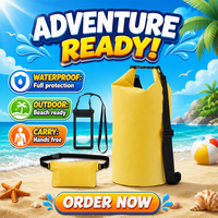 Kit de sac étanche KYG 10L 3-en-1 (bandoulière/ceinture/étui pour téléphone) Sac à dos multi-usages pour la natation, la randonnée, le surf, le rafting, le camping