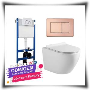 Ensemble de cuvettes de toilette murales <span class=keywords><strong>GROHE</strong></span> personnalisées, siège de toilette à fermeture en douceur, forme ovale, design moderne, toilette une pièce avec bidet - Product Image 1