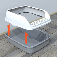 Nouvelle conception Bac à litière pour chat en plastique PP semi-fermé, grande capacité 20L 35L, épais, amovible, facile à nettoyer, avec protection anti-éclaboussures