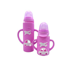 <span class=keywords><strong>Biberon</strong></span> en verre personnalisé de 120ml 240ml avec manchon et poignée en silicone à bouche standard droite pour <span class=keywords><strong>nouveau</strong></span>-nés - Product Image 4