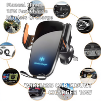 Support de téléphone pour voiture à fixation manuelle sur grille d'aération, chargeur de voiture sans fil 5W à charge rapide, adaptateur flexible et réglable pour iPhone (nouveau modèle)