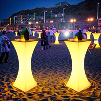 Table de bar portable haute avec LED, mini-bar moderne, ensemble de mobilier d'hôtel en PE étanche, classé IP65/IP68, écologique, pour fêtes et boîtes de nuit