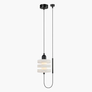 Luminaire suspendu moderne en laiton et albâtre espagnol, lampe suspendue ronde à 3 niveaux en albâtre pour chambre à coucher, chevet, bar, comptoir - Product Image 1