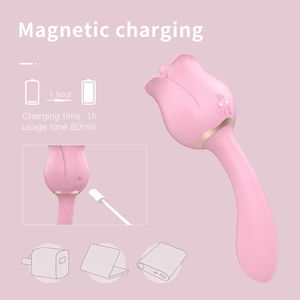 Vibrador de Lengua para Lamer la Vagina, Juguetes Sexuales para Adultos, Vibrador de Clítoris y Pezones con Forma de Rosa, con Alimentación USB para Mujeres - Product Image 6