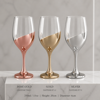 Verre à vin en cristal or rose 100 % inspecté par contrôle qualité, hauteur 20 cm, bordure découpée au laser, gobelet personnalisé, échantillon rapide en 7 jours pour hôtel