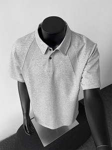 Haute qualité poids lourd imprimé hommes 280gsm coton Polyester patron travail Boxy blanc plaine goutte épaule polos pour hommes - Product Image 6