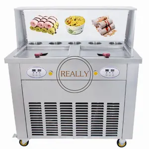 Kare tava haddelenmiş tayland kızarmış dondurma makinesi ticari dondurma rulo makinesi yoğurt