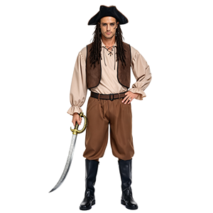 Costume de <span class=keywords><strong>pirate</strong></span> des Caraïbes médiéval pour couple, avec cagoule, corset pour <span class=keywords><strong>femme</strong></span>, jupe à volants, gilet et pantalon pour homme, tenue de capitaine pour fête d'Halloween - Product Image 4