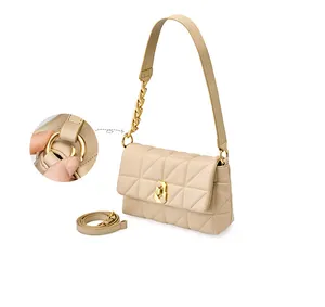 Good Quality Chain Underarm Bag 2 Straps Diamond Quilt Fashion Leather Shoulder Bag Luxury Saddle Bag For Women