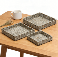 Panier de rangement rectangulaire en jonc de mer tressé moderne, personnalisable, de haute qualité, de la marque YC, fabriqué à la main - Poignée écologique, usage polyvalent