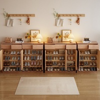 Meuble à chaussures en bois de frêne, design moderne et minimaliste, multi-niveaux, grande capacité, rangement pour entrée et salon, démontable, usage domestique