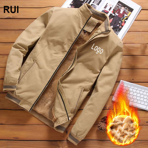 RUIQUWIN, venta al por mayor, chaqueta de invierno para hombre, gruesa, cálida, con cuello levantado, a prueba de viento, Color sólido, cremallera, chaquetas informales de talla grande - Product Image 1