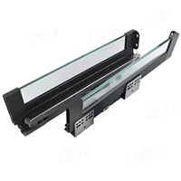 Glissière de tiroir en verre à fermeture douce avec lumière LED pour armoires de cuisine, extension complète, compatible avec le marbre/l'acrylique/le stratifié