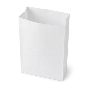 White Recycled Paper Modern Shopping <b>Bag</b> with Die Cut Handle <b>Medium</b> <b>Size</b> From Gujarat for Groceries & Gift Packaging - Product Image 1