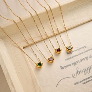 Collar de Moda Estilo Ins con Corazón de Acero Inoxidable y Zirconia, Joyería para Mujer, ¡Venta Caliente! - Product Image 2