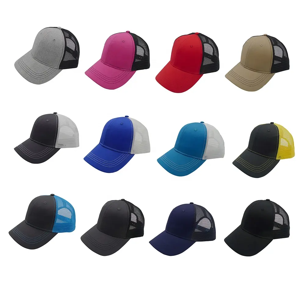 Pabrik Grosir Topi Trucker Polos Jaring Musim Panas Pria Topi Bisbol Topi Gorras