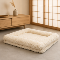 Cama Rectangular de Felpa Chenille para Perros, Esponja Ortopédica Ecológica de Alta Densidad, Funda Extraíble y Lavable, Base Antideslizante, OEM al por Mayor