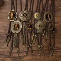 Cravate Bolo pour Homme Style Vintage Western en Denim, Pendentif Collier en Alliage Personnalisable avec Votre LOGO, Bouton de Vêtement Tendance