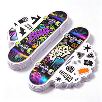 Autocollants de skateboard Haoxuan, holographiques en PVC, symboles urbains, néon, résistants à l'usure, découpés avec précision