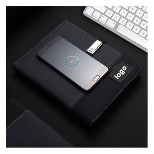 Bloc-notes multifonction avec logo personnalisé, chargeur sans fil, clé USB, batterie externe, cadeau d'affaires pour le bureau - Product Image 1