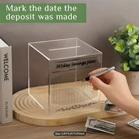 Tirelire en acrylique transparente pour le défi d'épargne de 365 jours, boîte à monnaie pour billets et pièces, suivi d'épargne de bureau, cadeau d'anniversaire et de Noël