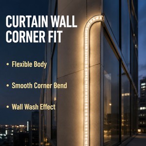 Bande lumineuse <span class=keywords><strong>LED</strong></span> linéaire flexible DC24V 1616 pour façade architecturale extérieure, éclairage frontal, 18W - Product Image 2