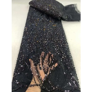 Dentelle perlée avec paillettes tissu de dentelle de mariée française conception de roman moderne bon prix tissu de dentelle vert pour <span class=keywords><strong>les</strong></span> femmes robe - Product Image 6