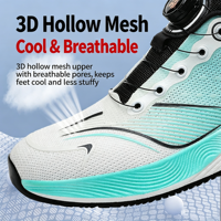 Chaussures de sport blanches en tricot pour hommes, personnalisables avec logo, respirantes, pour la course et la marche, avec semelle intermédiaire amortie et languette chaussette, vente en gros directe usine