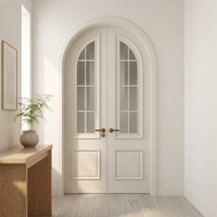DEMEA Porte intérieure en bois à double vitrage cintrée de haute qualité pour salons, appartements et décoration intérieure moderne.
