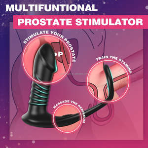 Vibratore anale di spinta con anello del pene spesso che vibra i giocattoli del sesso della spina anale a forma di Dildo telescopico C - Product Image 5