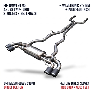 Système d'échappement Catback à valves SS304 pour BMW F90 M5 4.4T V8 2018-2024, finition noir mat, sorties quadruples, vente en gros directe usine - Product Image 1
