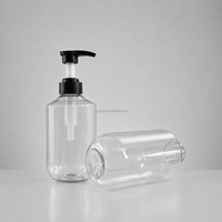 Bouteille distributrice vide personnalisée de 500 ml en PET transparent PCR pour shampoing, après-shampoing et lotion corporelle d'hôtel avec pompe
