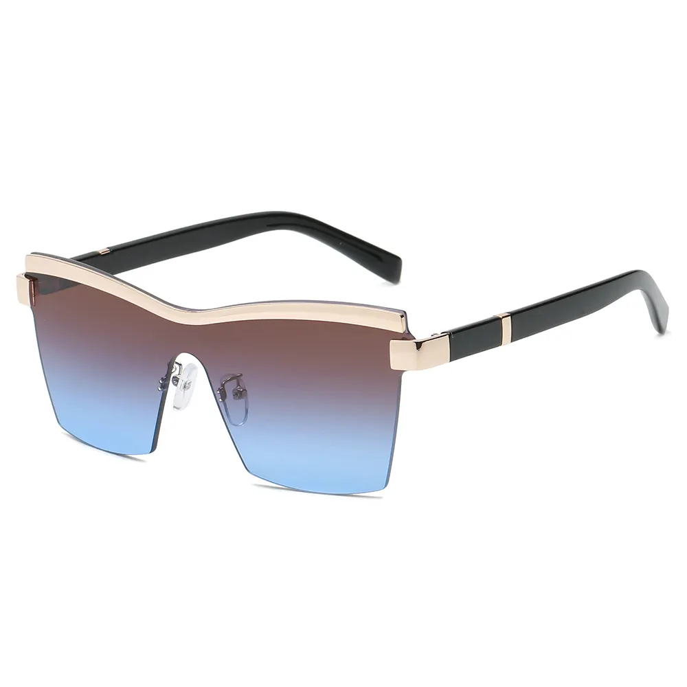 2021 Newest Cool Fashion Style Glasses Comfortable Bridge Sunglasses Women Black Pink Custom Logo Metal Frame Time Age One Piece