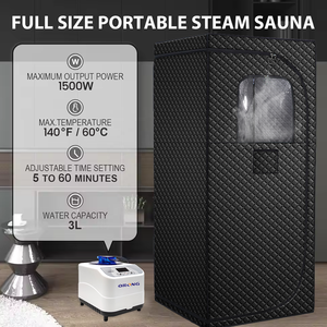 ポータブルスチームサウナ屋内ホームSPAフルボディパーソナルサウナテント折りたたみ椅子温度時間1500Wリモコン付き - Product Image 2