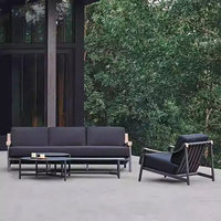 Ensemble de canapés de jardin en aluminium et acier inoxydable, résistant au soleil et à l'eau, pour terrasse, hôtel, villa, style nordique moderne