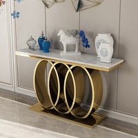Table console de meubles de salon en marbre d'acier inoxydable doré d'entrée d'hôtel moderne haut de gamme de luxe CT002
