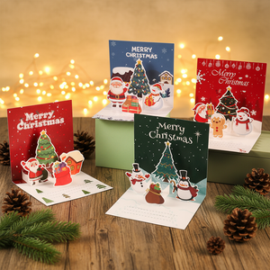 TOWO 2025 Christmas Eco-friendly Pop-up 3D Thank You Greeting Cards with Envelope for Gift Card Usage