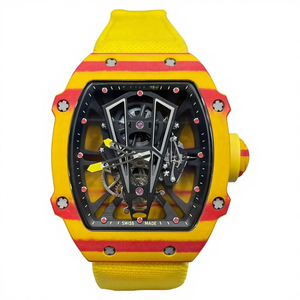 Reloj Mecánico de Lujo para Hombre, Diseño de Barril, Marca de Alta Gama, con Tourbillon Naranja, en Oferta - Product Image 1