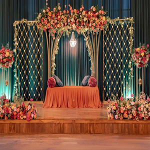 Pakistani Wedding Stage With <b>Arches</b> and <b>Candle</b> Walls Design Metal Screens for Bangle Ceremony Trendy Stage With <b>Candle</b> Walls - Product Image 1