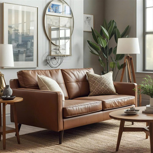 Sofá Cama de Dos Plazas de Estilo Moderno de Mediados de Siglo, 2130x880x740 mm, Cubierta de Cuero Genuino, Diseño Ecológico para Sala de Estar, Escuela o Parque - Product Image 4