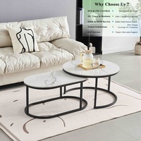 Nouvelle arrivée tendance, table basse en céramique à plateau en pierre frittée avec structure en métal, style moderne minimaliste, décoration haut de gamme de luxe