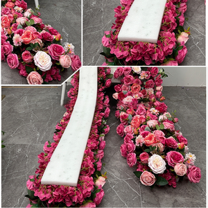 Runner Floreale Personalizzato OEM con <span class=keywords><strong>Rose</strong></span> Artificiali in Seta Rosa Intenso per Matrimoni Autunnali - Product Image 2