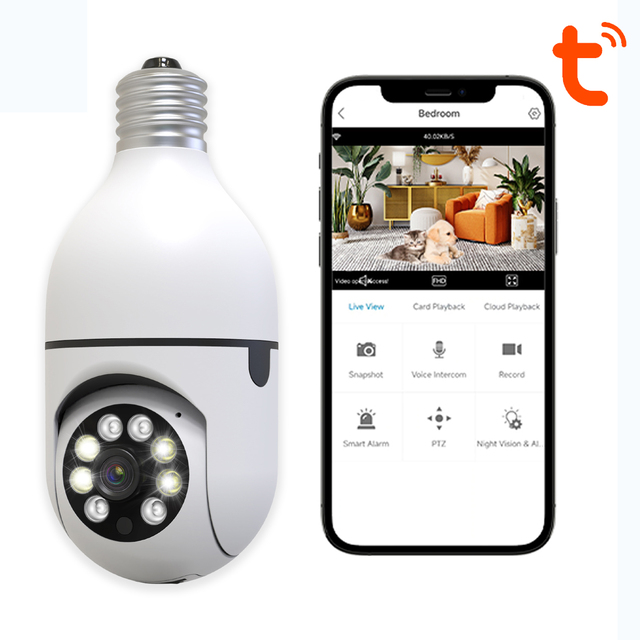 Tuya 5G/2.4Ghz 2MP CCTV Camera Wireless   WiFi Camera 360-degree Panorama Light  Bulb Camera Night Vision