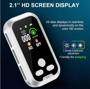 <span class=keywords><strong>Detector</strong></span> de Fumaça e Monóxido de Carbono 4 em 1 com Bateria de Backup de 2000mAh Integrada, Tela HD e Sensor de Temperatura e Umidade para Família - Product Image 5