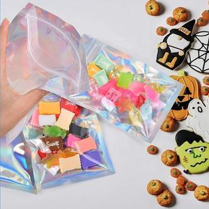 Confezione di caramelle olografiche da <span class=keywords><strong>3</strong></span>.5g borsa in Mylar con chiusura a Zip piccola borsa con cerniera personalizzata per alimenti trasparente stampa rotocalco riciclabile accetta - Product Image 5