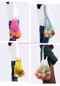 Hot Sale Organic Sustainable Reusable Shopping Long Handle 100% Cotton Mesh <strong>Bag</strong> - Product Image 5