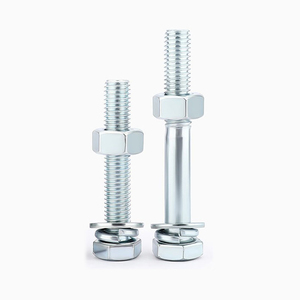 Vis à tête hexagonale en acier au carbone zingué de grade 4.8, avec filetage complet ou partiel, et jeu de écrous, tige de boulon combinée M6-M30mm - Product Image 2